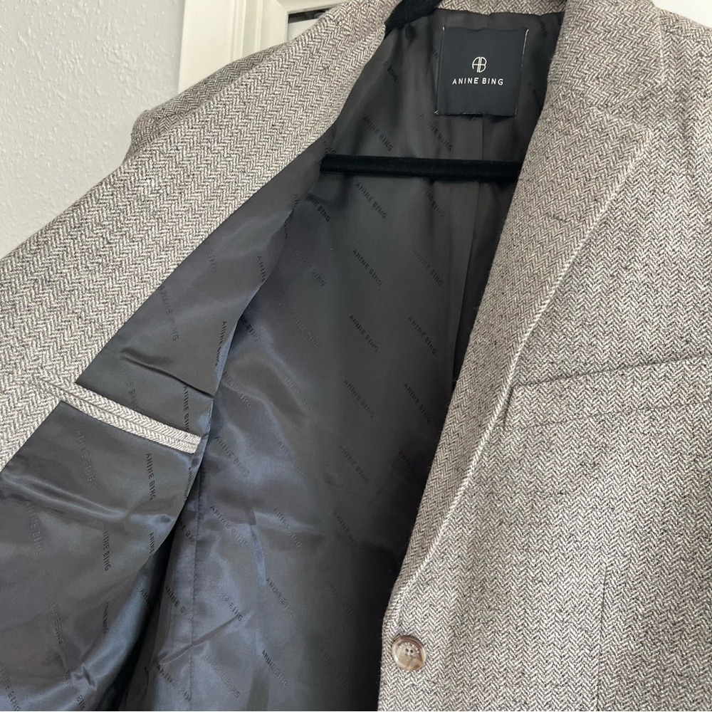 Anine Bing Taupe Herringbone Blazer - Picture 10 of 16